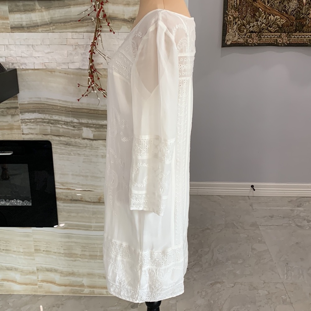 Lucky Brand Boho White Crochet Lace‎ Mini Dress Size S - Picture 4 of 12